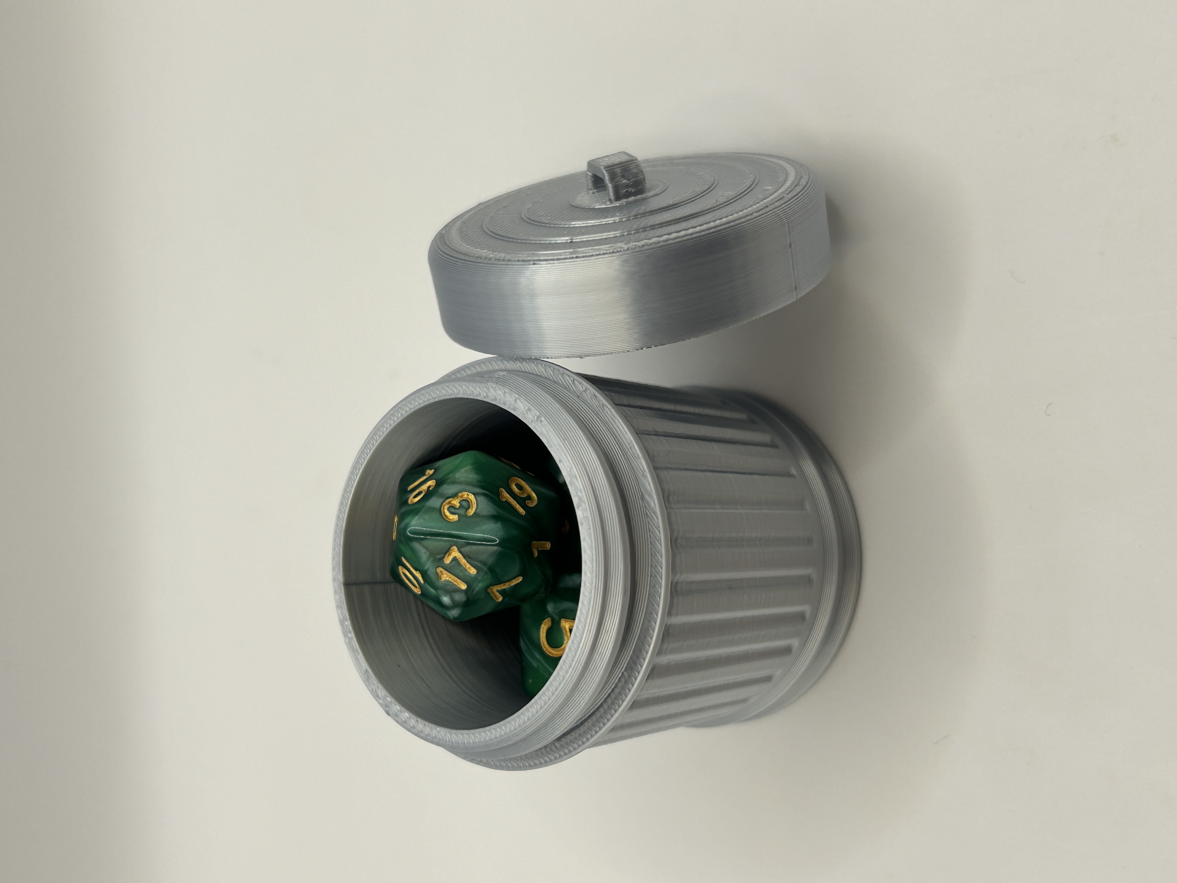 Metallic Trash Can Dice Box and Container